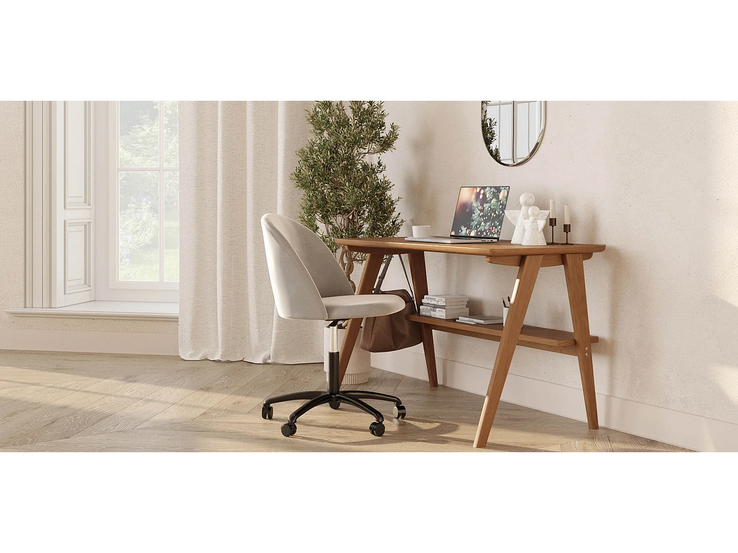 Chaise de Bureau Rembourrée - Velours - Evelyne Orange