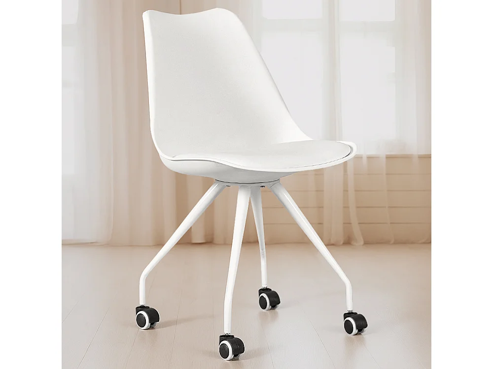 Chaise de bureau à roulettes - Chaise de bureau blanche - Canva Blanc