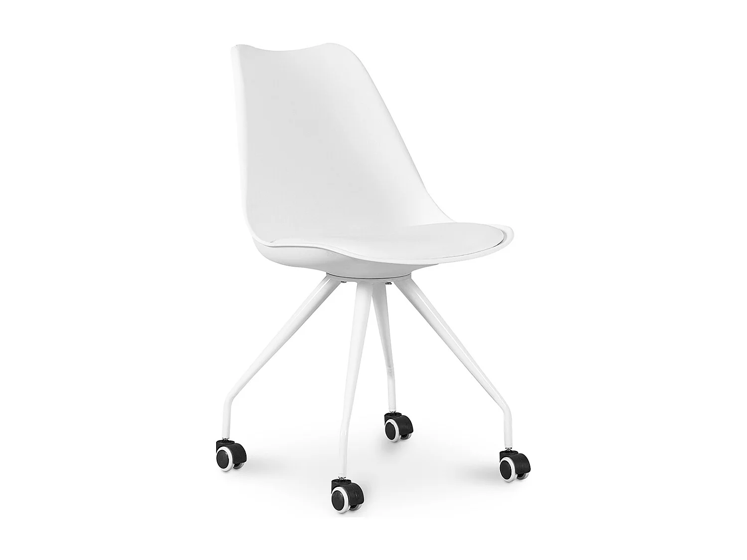 Chaise de bureau à roulettes - Chaise de bureau blanche - Canva Blanc