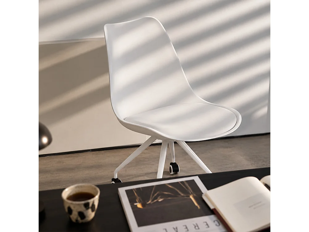 Silla de Oficina con Ruedas - Silla de Escritorio Blanca - Canva
