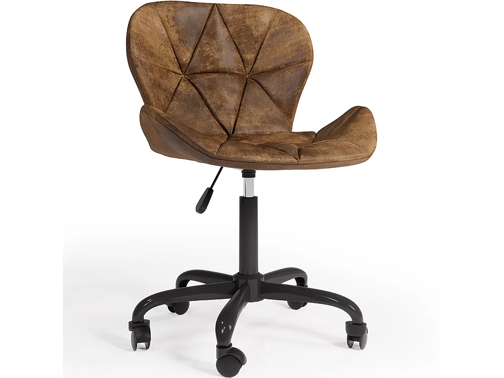 Chaise de bureau vintage - Cuir végétalien - Delare Marron vieilli