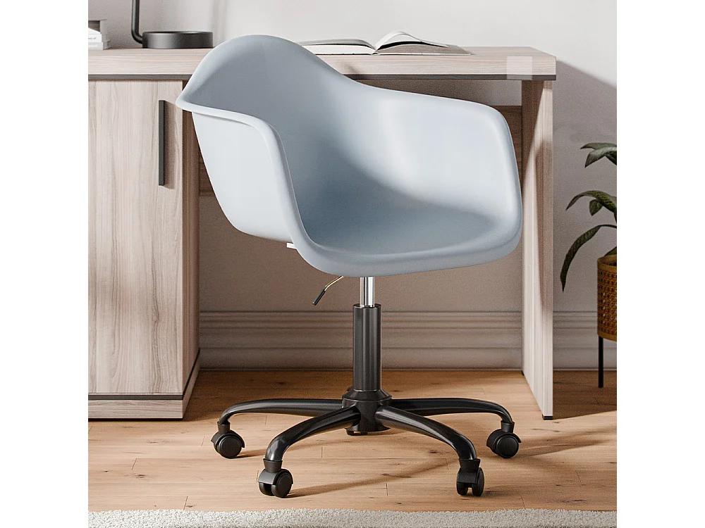 Sedia da ufficio con braccioli - Sedia da scrivania con ruote - Struttura nera Weston