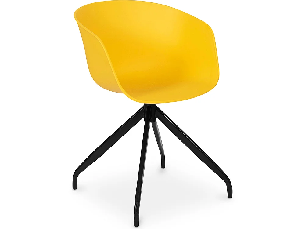 Chaise de bureau tapissée avec accoudoirs - Chaise de bureau design noire - Jodie - Joan Jaune