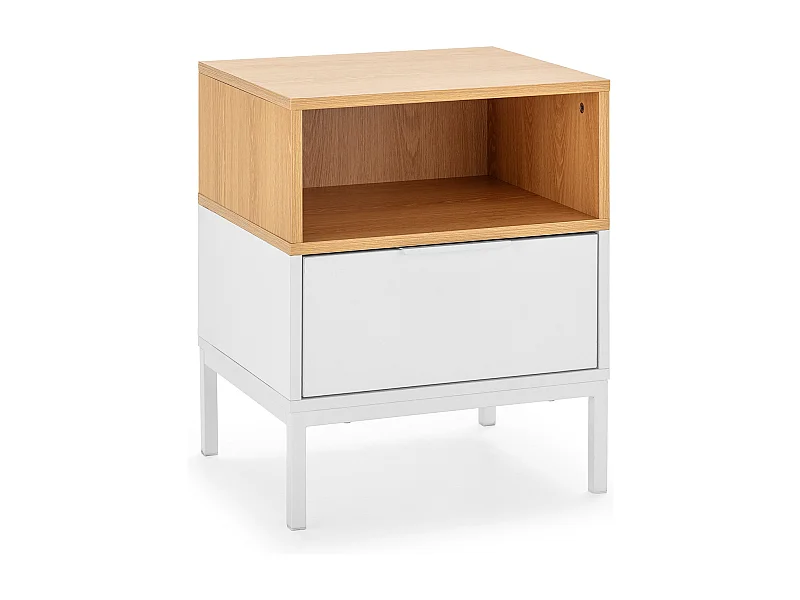 Table de chevet Nieve 1 tiroir couleur Blanc