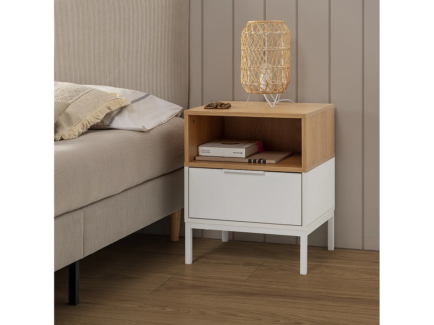 Mesita de noche Nieve 1 cajón Blanco