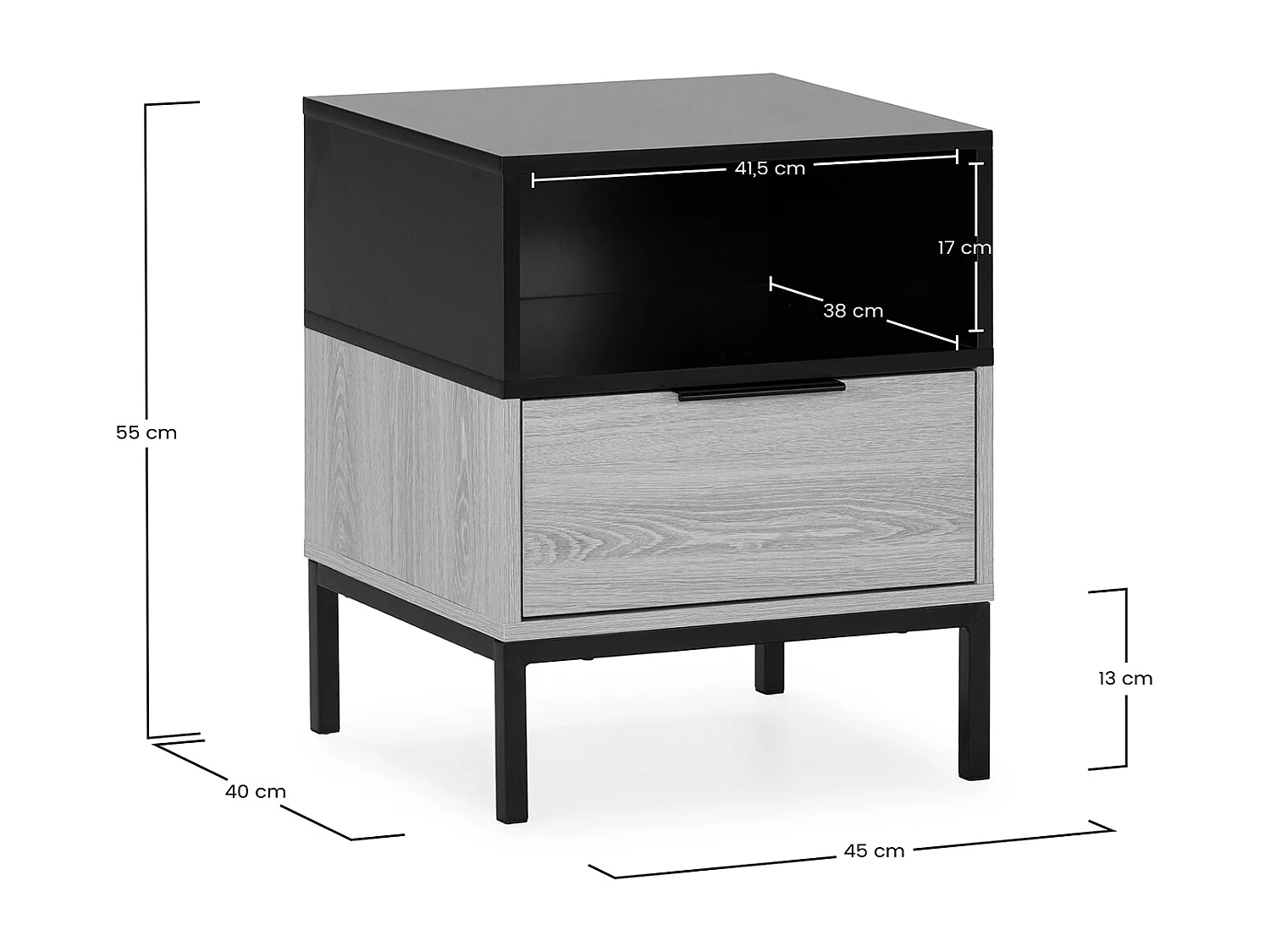 Comodino Nieve 1 cassetti colore Rovere
