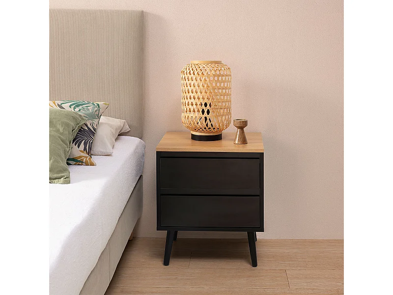 Table de chevet Desi 2 tiroirs couleur Noir