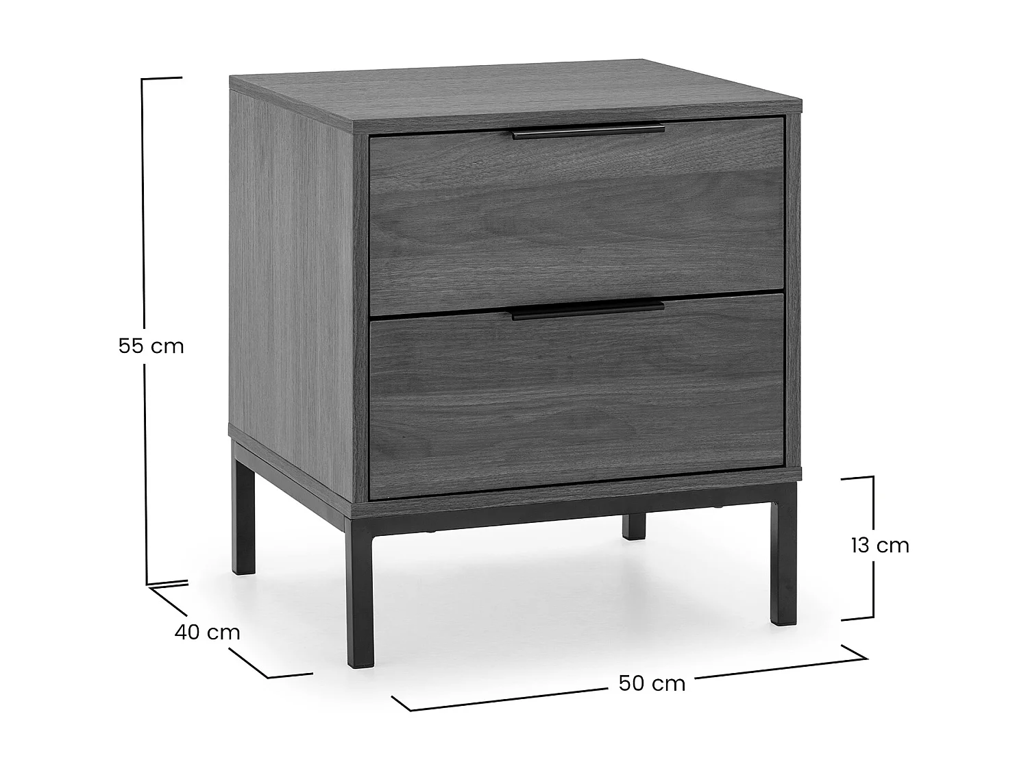 Table de chevet Auri 2 tiroirs couleur Noyer