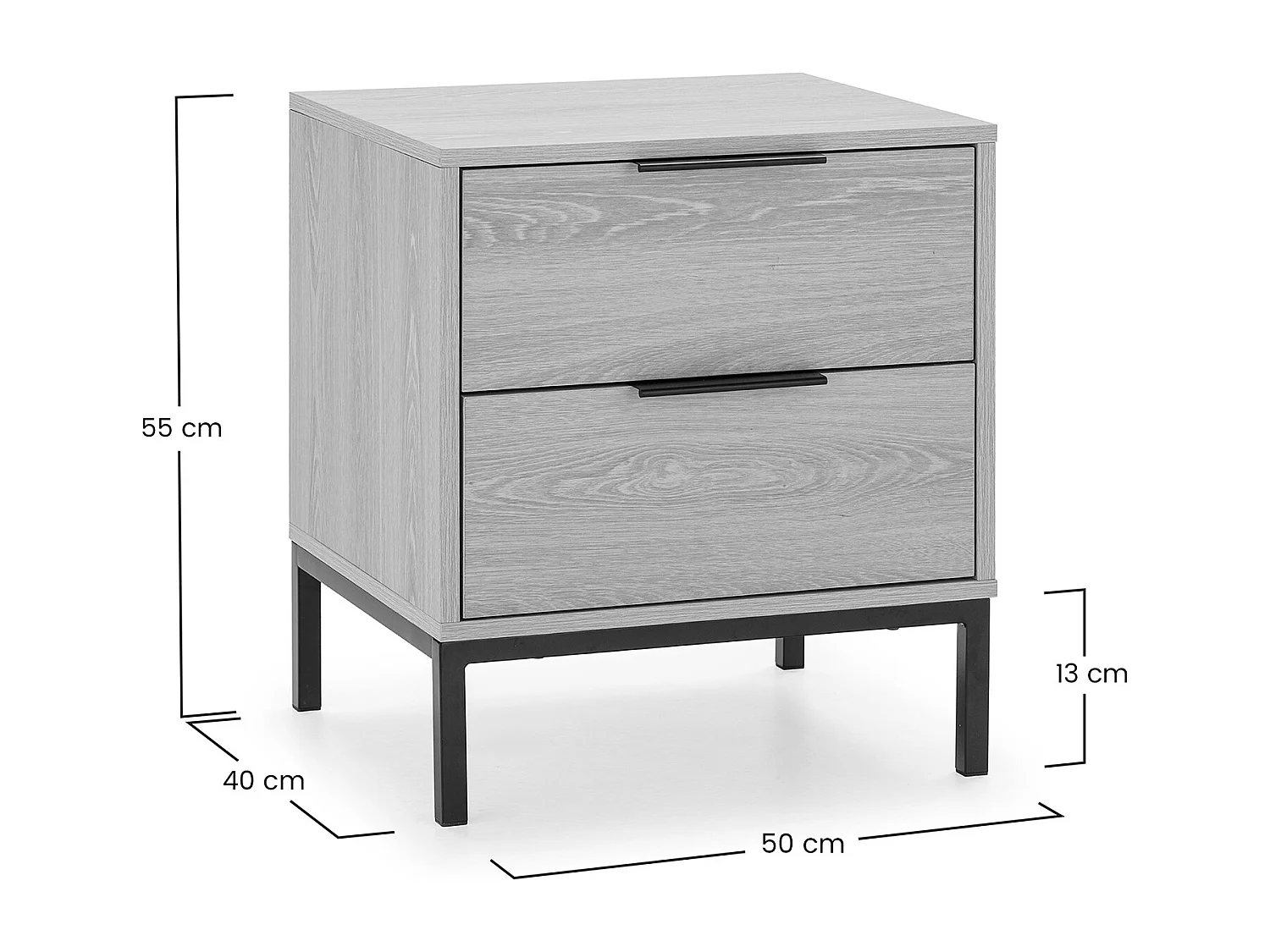 Comodino Auri 2 cassetti colore Rovere