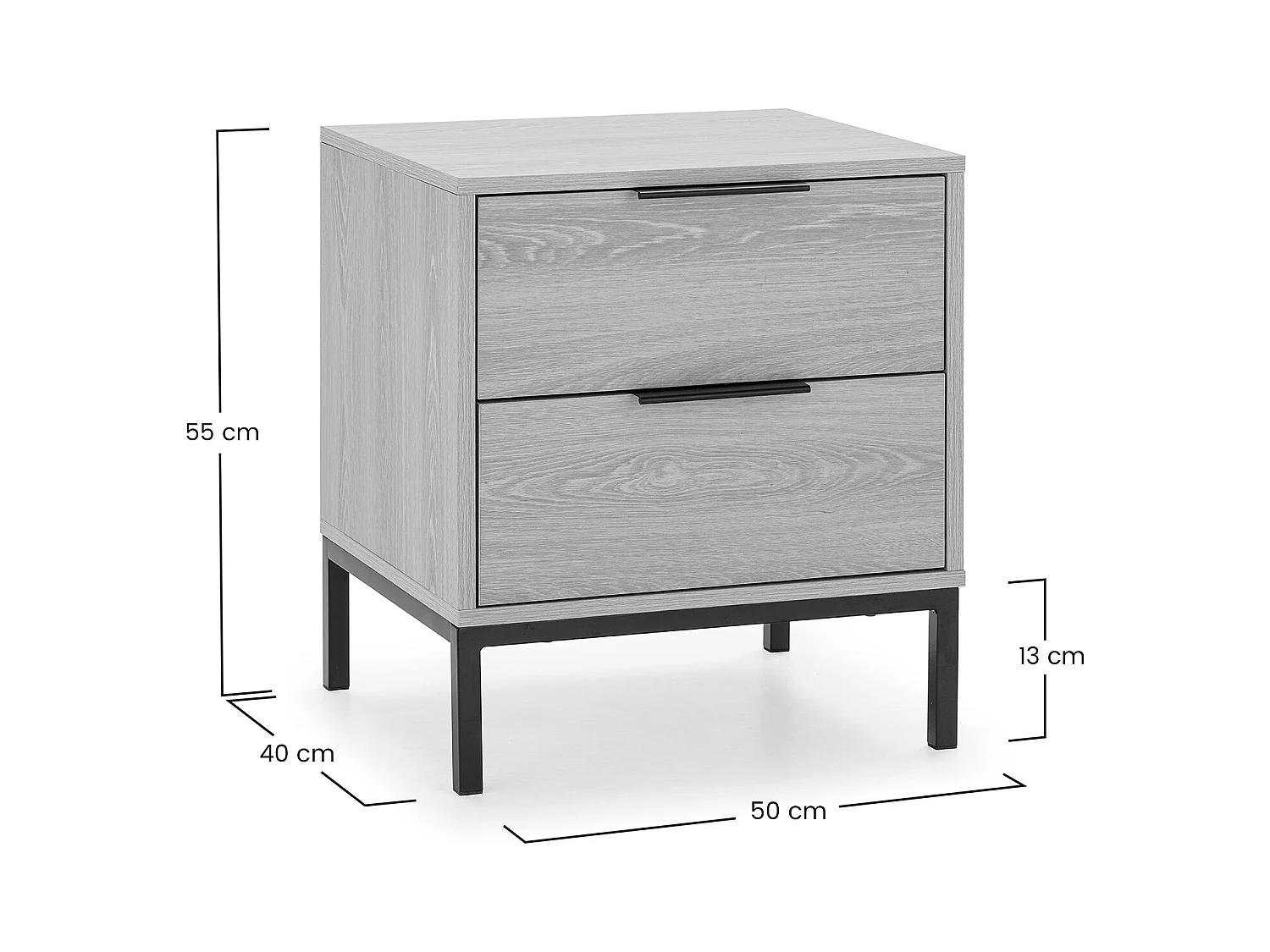 Mesita de noche Auri 2 cajones color Roble