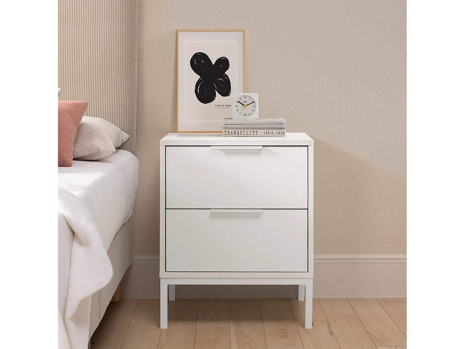 Comodino Auri 2 cassetti colore Bianco