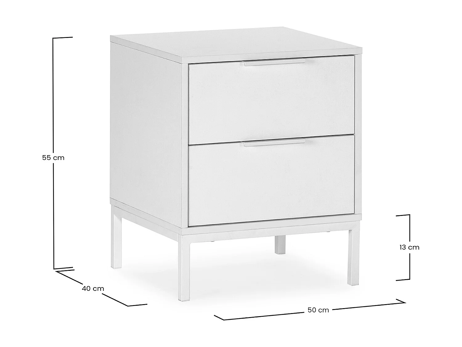 Comodino Auri 2 cassetti colore Bianco