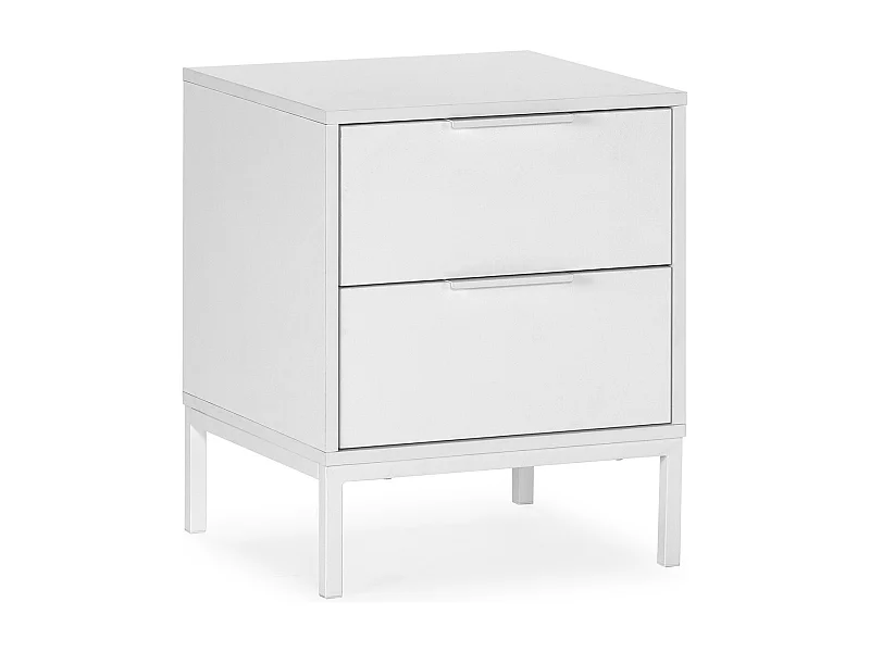 Stolik nocny Auri z dwoma szufladami, kolor biały.