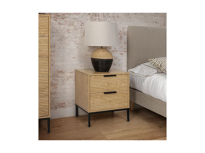 Nachttisch Monica 2 schubladen in Eichenfarbe