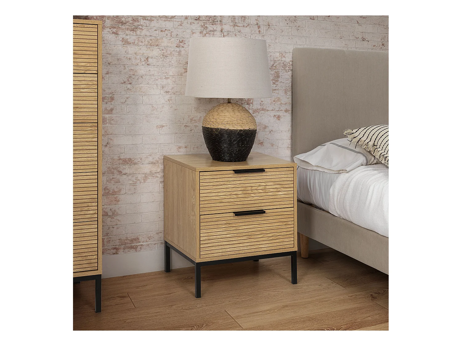 Table de chevet 2 tiroirs Monica couleur Bois