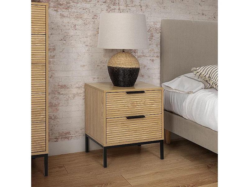 Table de chevet 2 tiroirs Monica couleur Bois