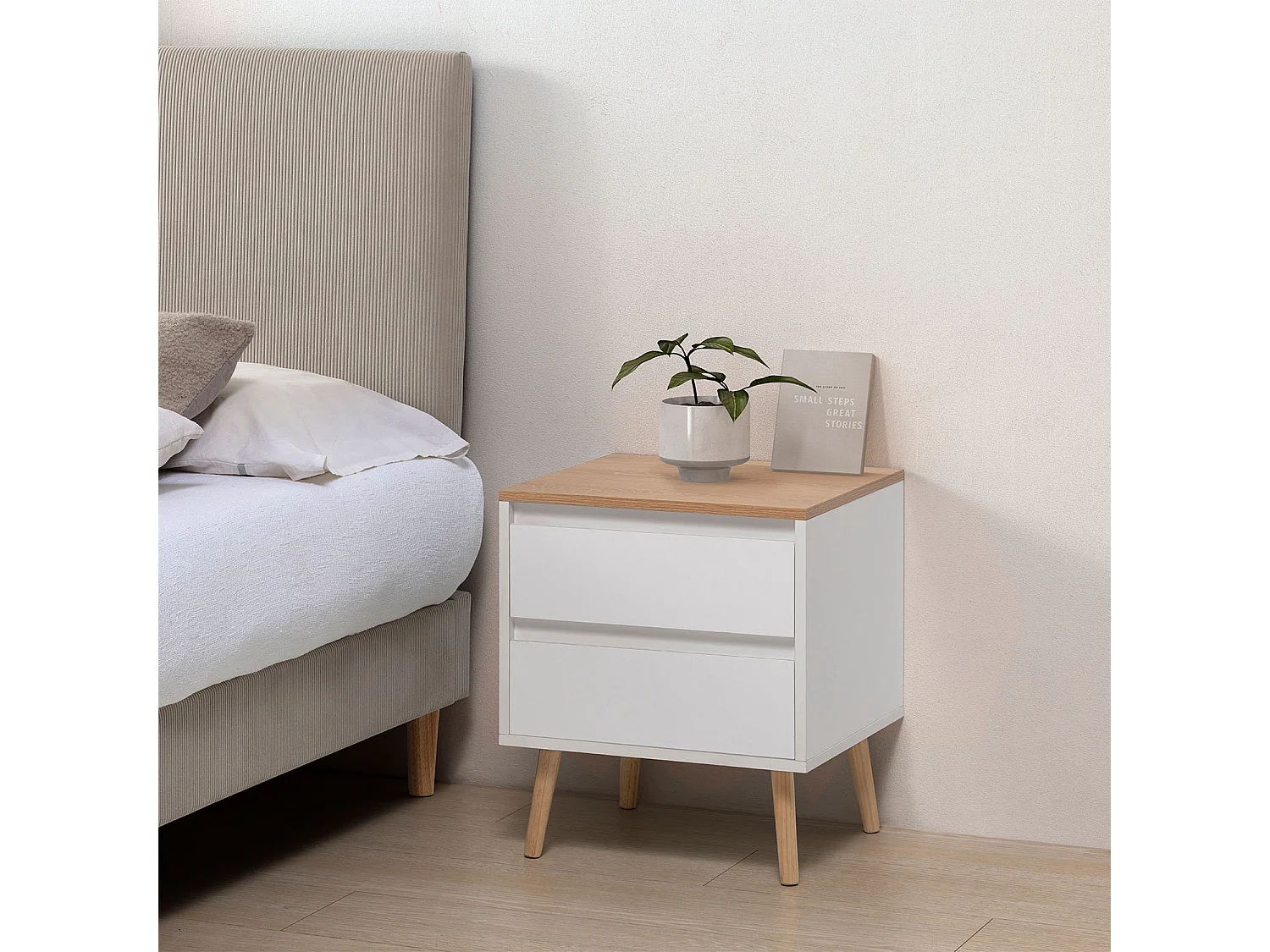 Table de chevet Desi 2 tiroirs couleur Blanc