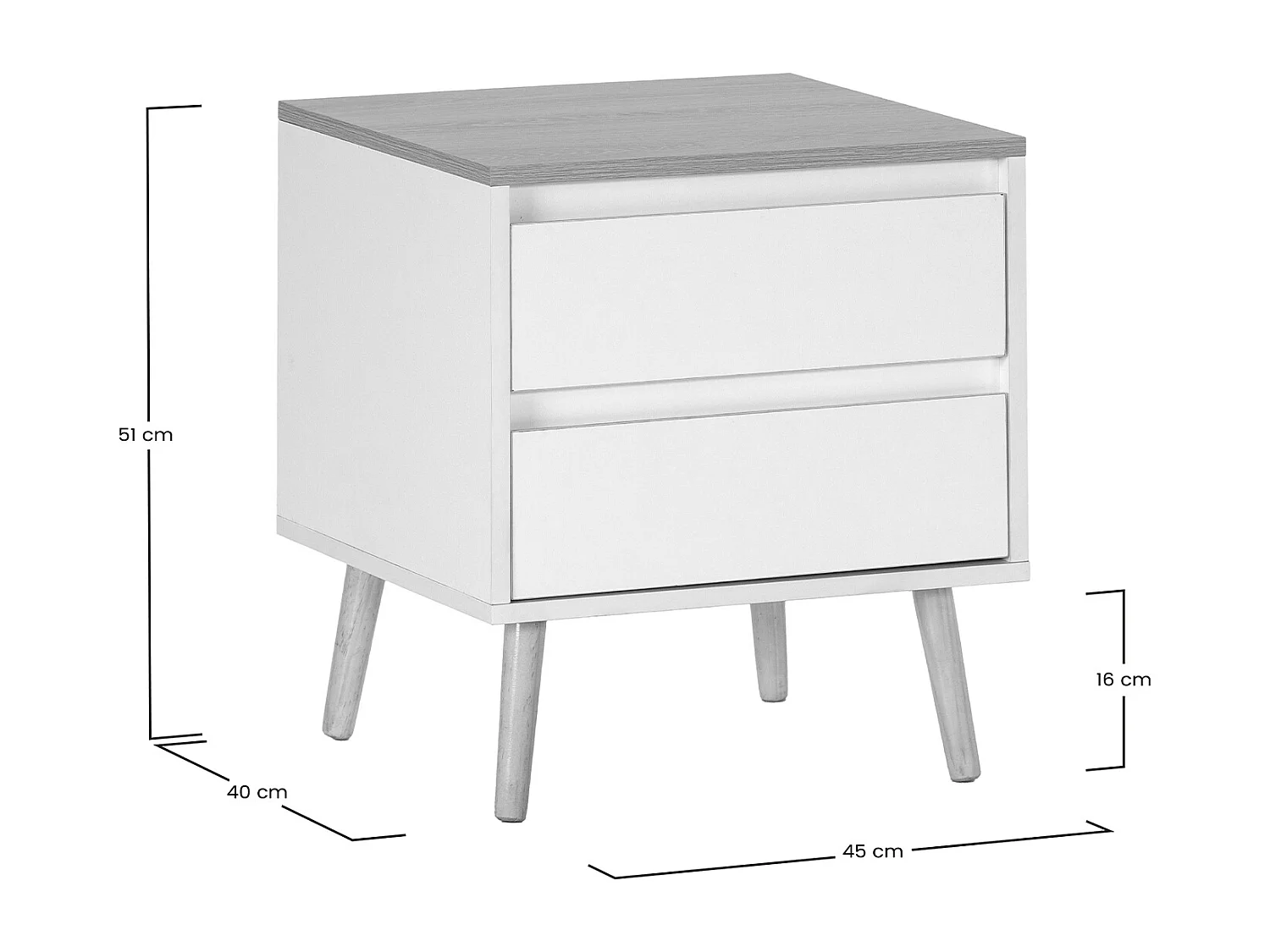 Table de chevet Desi 2 tiroirs couleur Blanc