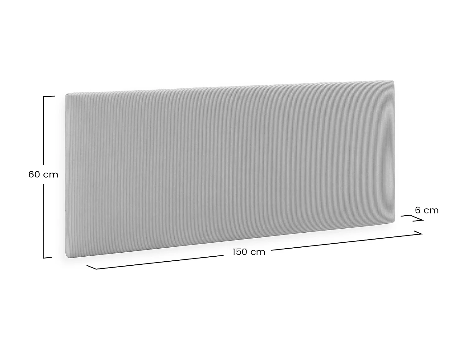 Tête de lit tapissée Bari 150x60 cm Gris