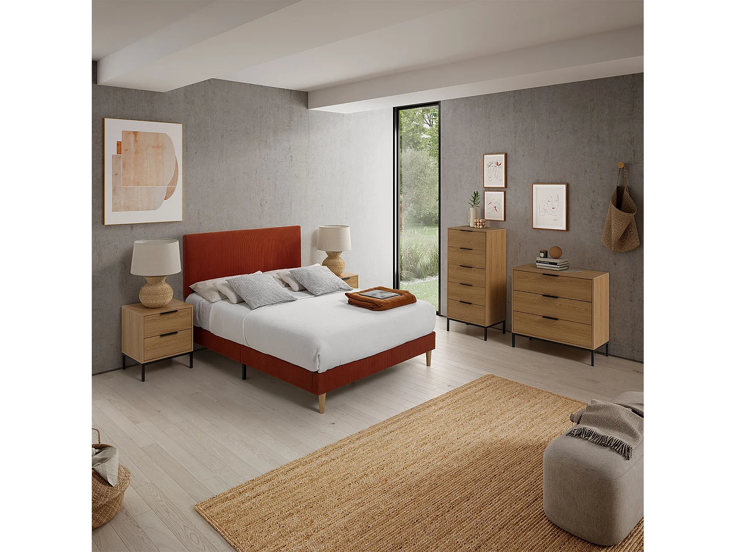 Testiera imbottita Bari 160x60 cm Rosso