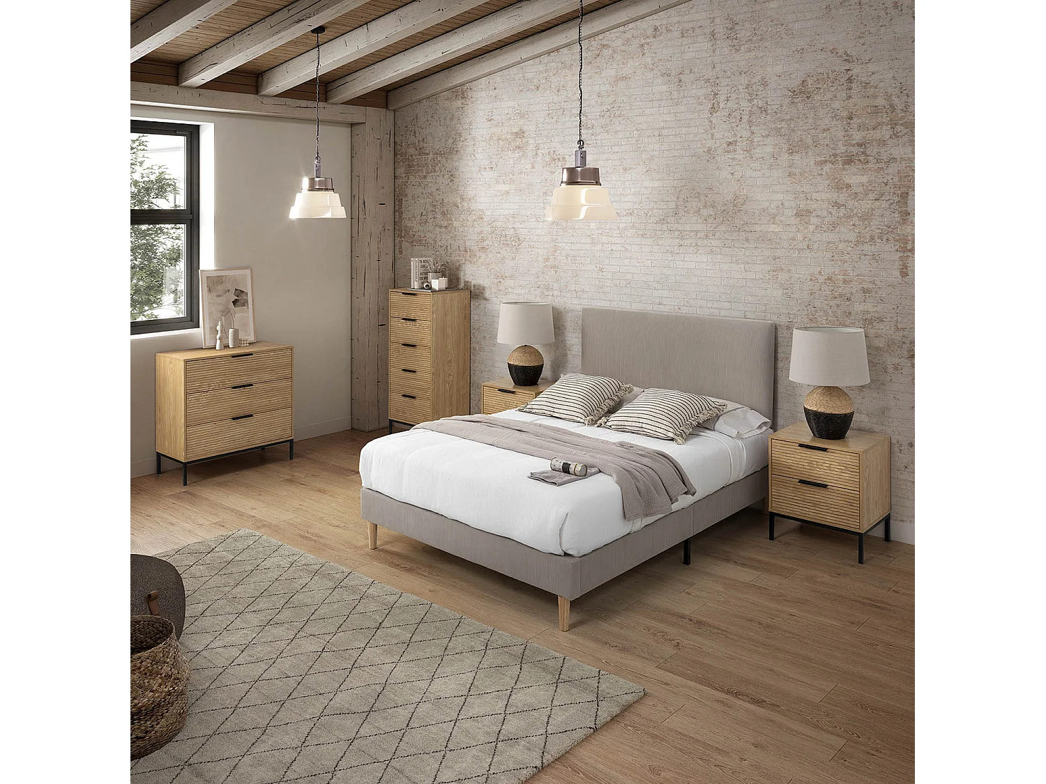 Testiera imbottita Bari 140x60 cm Grigio