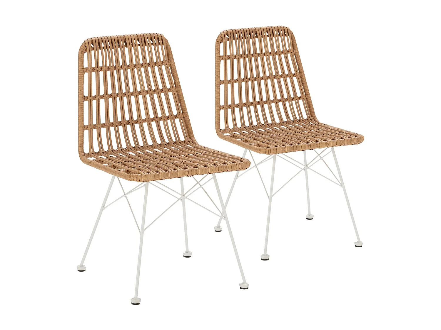 Pack 2 sillas de comedor o jardín Aitana Ratan/Blanco