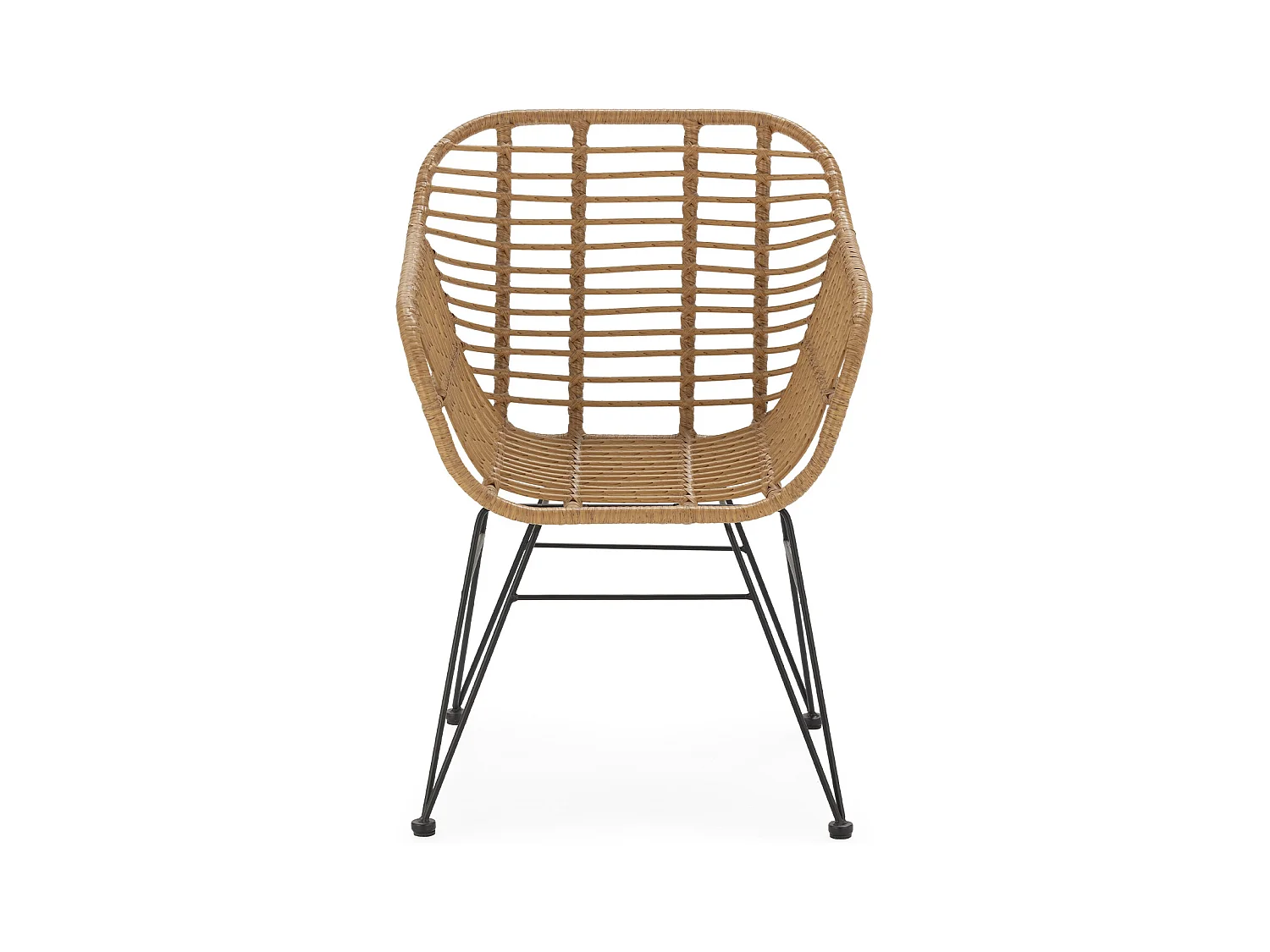 Stuhl-set 2 Esszimmer- oder Gartenstühlen Elda, Ratan/Schwarz