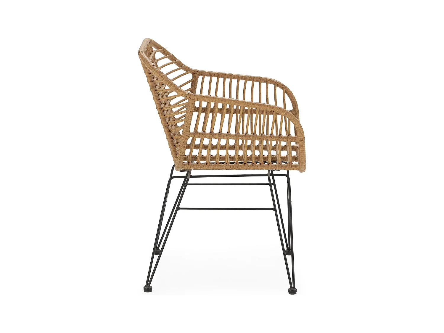 Stuhl-set 2 Esszimmer- oder Gartenstühlen Elda, Ratan/Schwarz