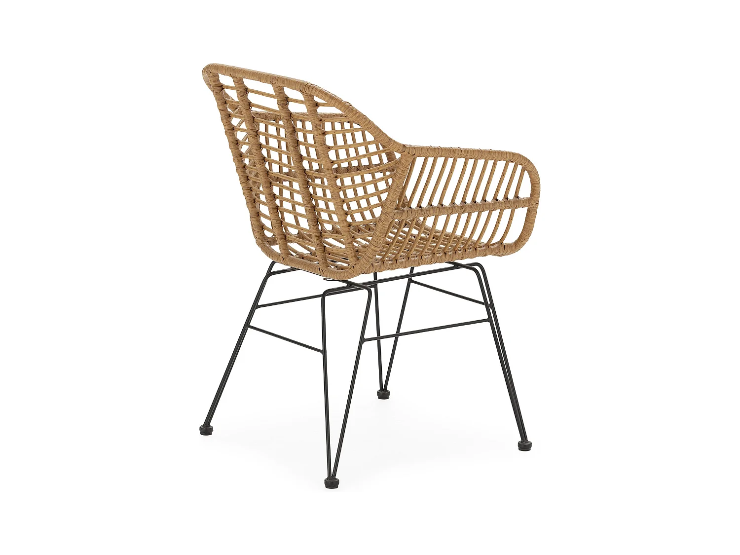 Stuhl-set 2 Esszimmer- oder Gartenstühlen Elda, Ratan/Schwarz