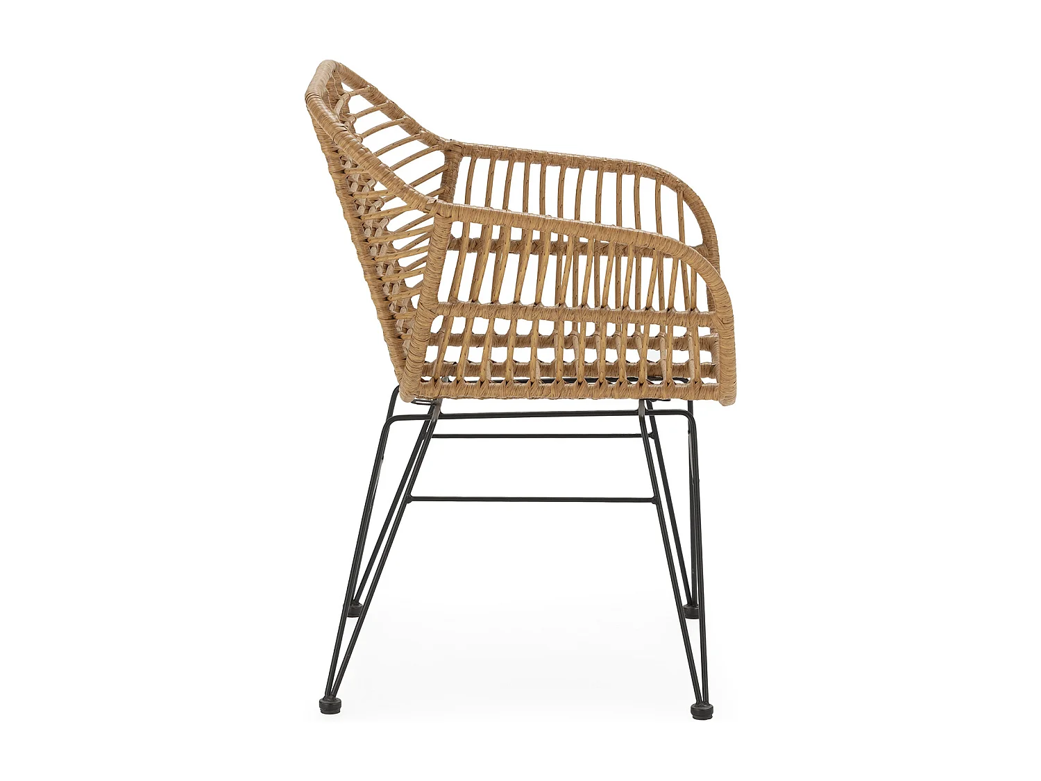Pack de 2 chaises de salle à manger ou de jardin Elda Ratan/Noir