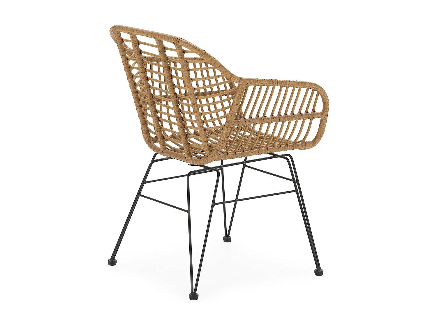 Pack de 2 chaises de salle à manger ou de jardin Elda Ratan/Noir