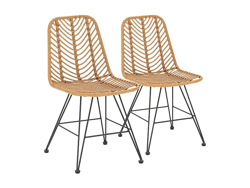 Pack 2 sillas de comedor o jardín Emi Ratan/Negro