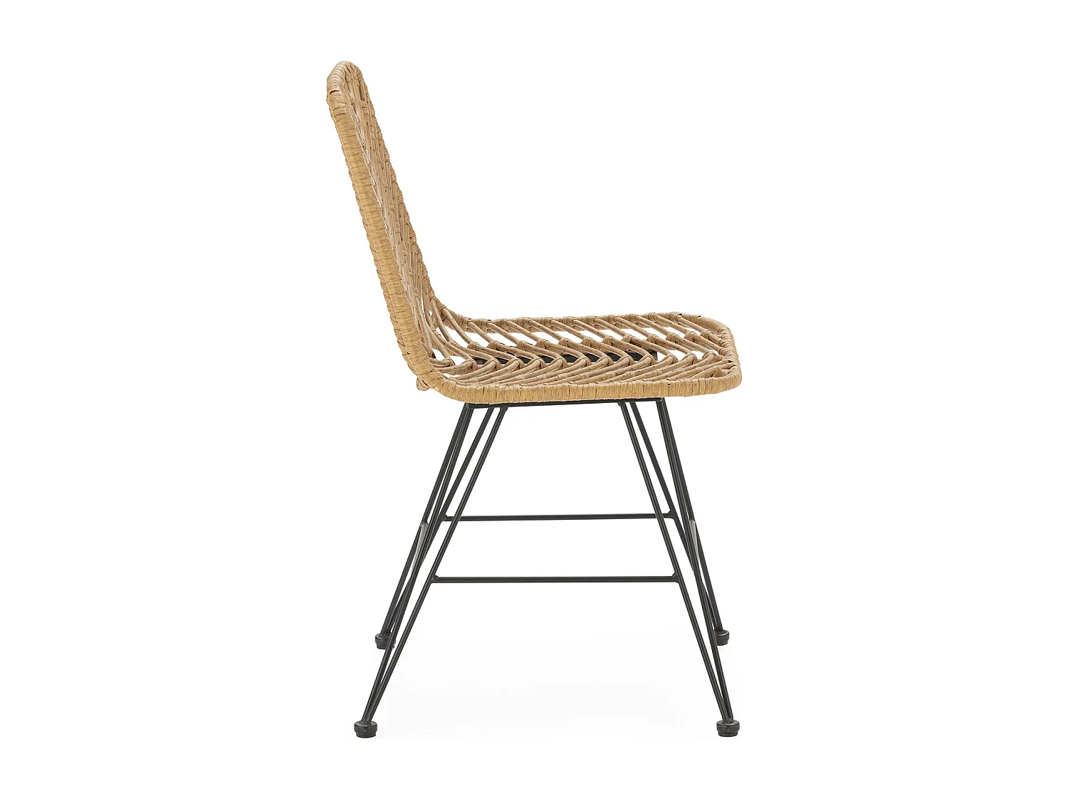 Set di 2 sedie da pranzo o da giardino Emi Ratan/Nero