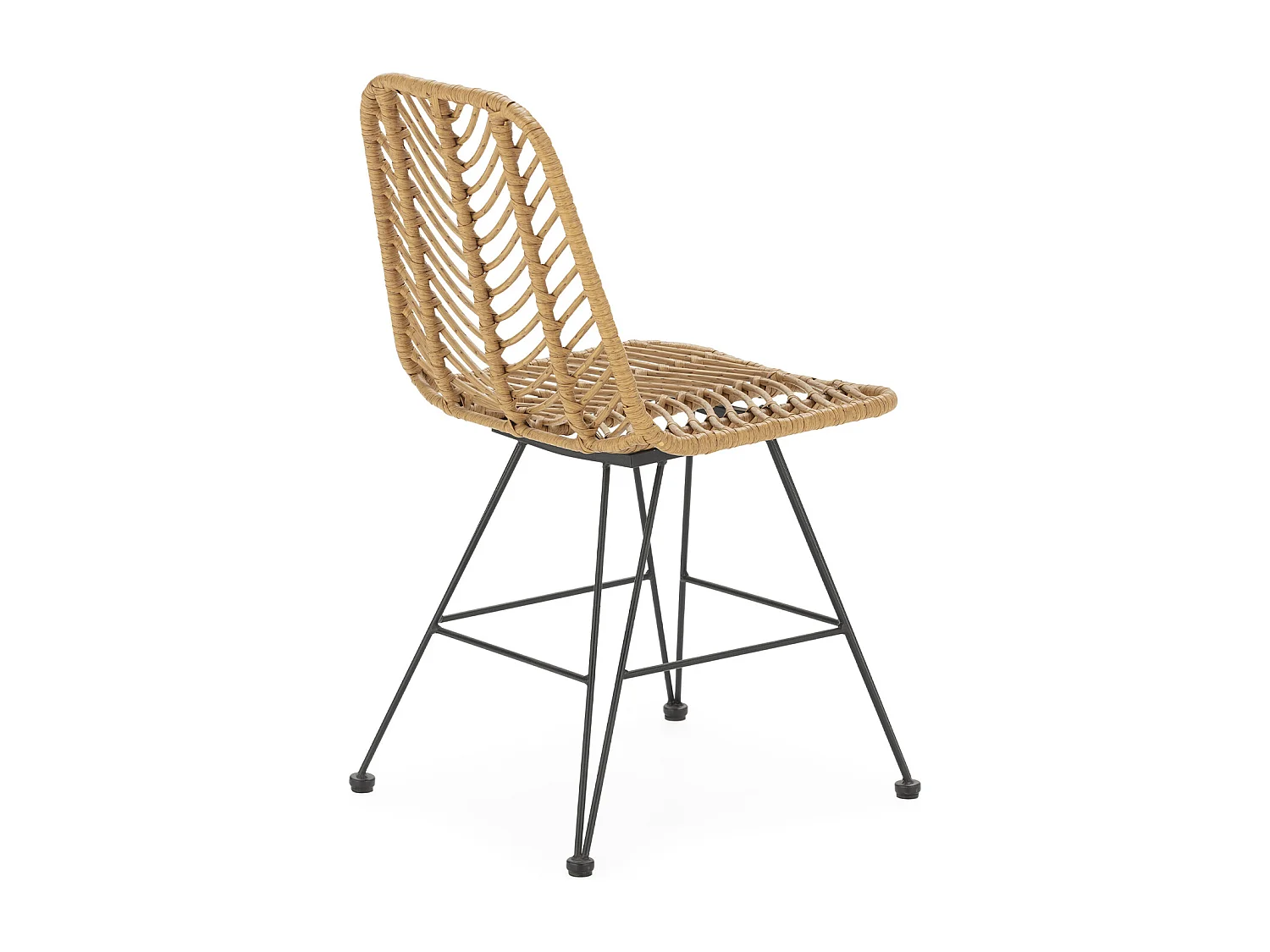 Set di 2 sedie da pranzo o da giardino Emi Ratan/Nero