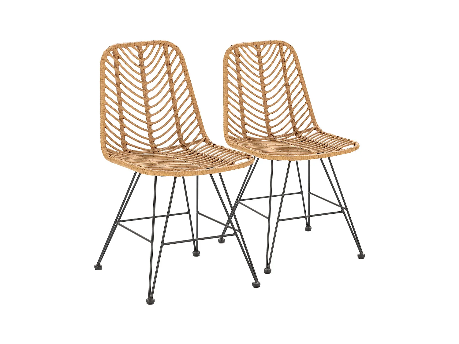 Stuhl-set 2 Esszimmer- oder Gartenstühlen Emi, Ratan/Schwarz