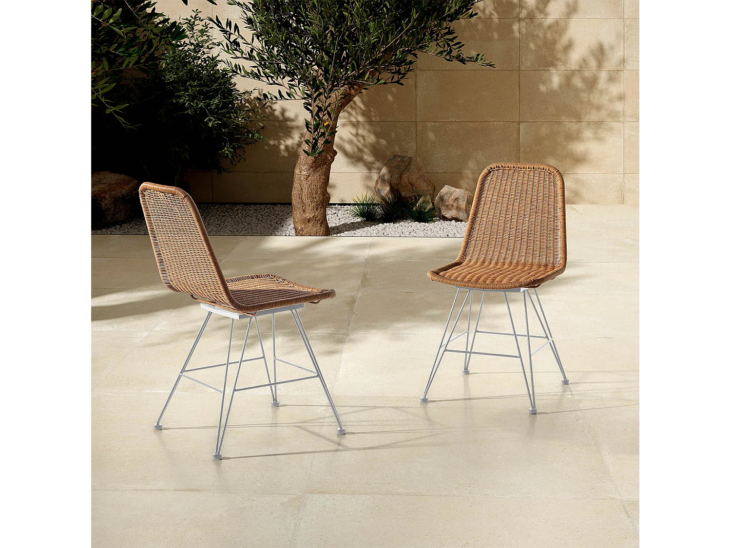 Set di 2 sedie da pranzo o da giardino Beth Ratan/Bianco