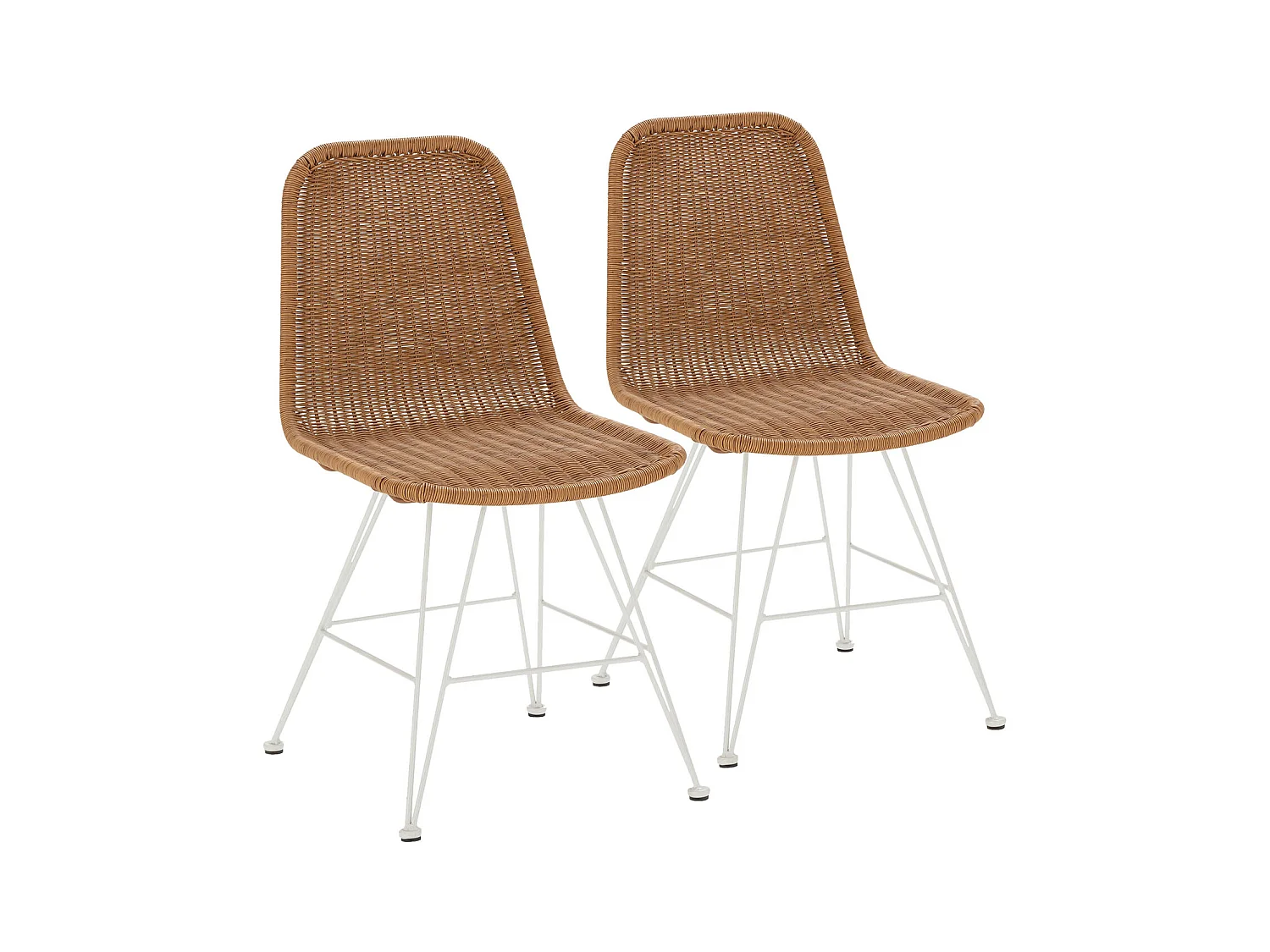 Stuhl-set 2 Esszimmer- oder Gartenstühlen Beth, Ratan/Weiß