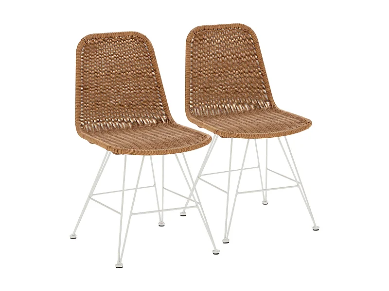 Pack de 2 chaises de salle à manger ou de jardin Beth Ratan/Blanc