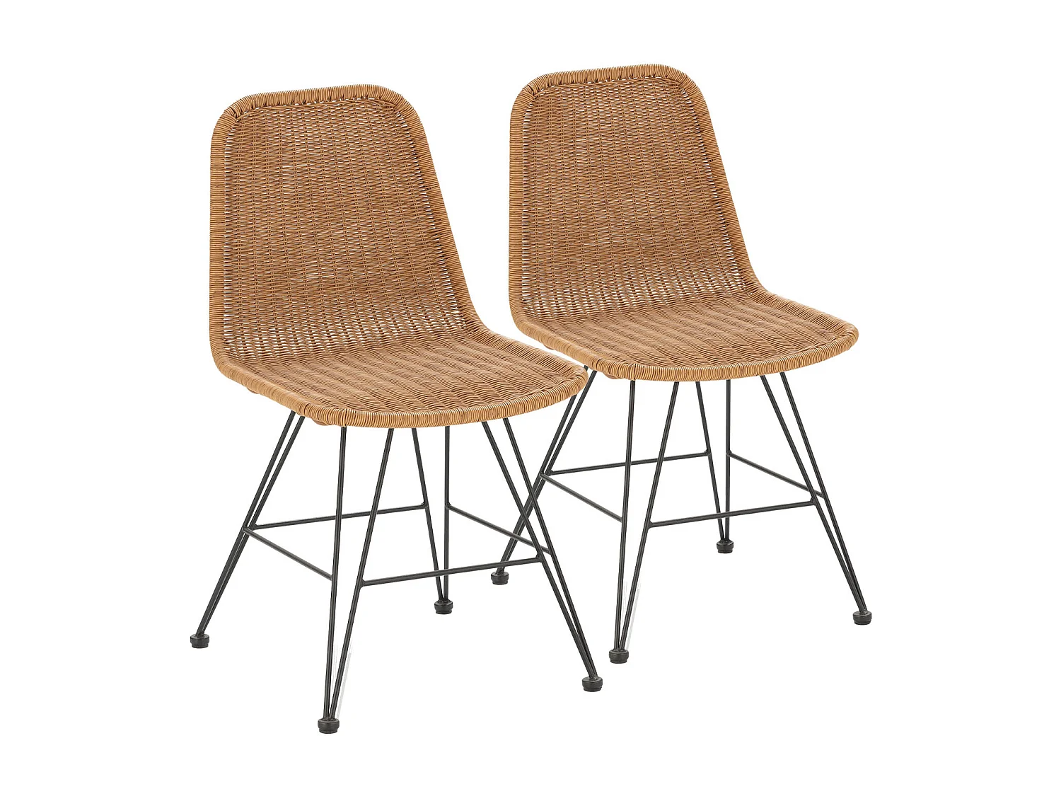 Pack de 2 chaises de salle à manger ou de jardin Beth Ratan/Noir