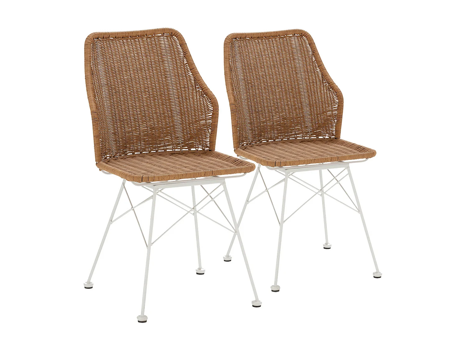 Pack de 2 chaises de salle à manger ou de jardin Paola Ratan/Blanc