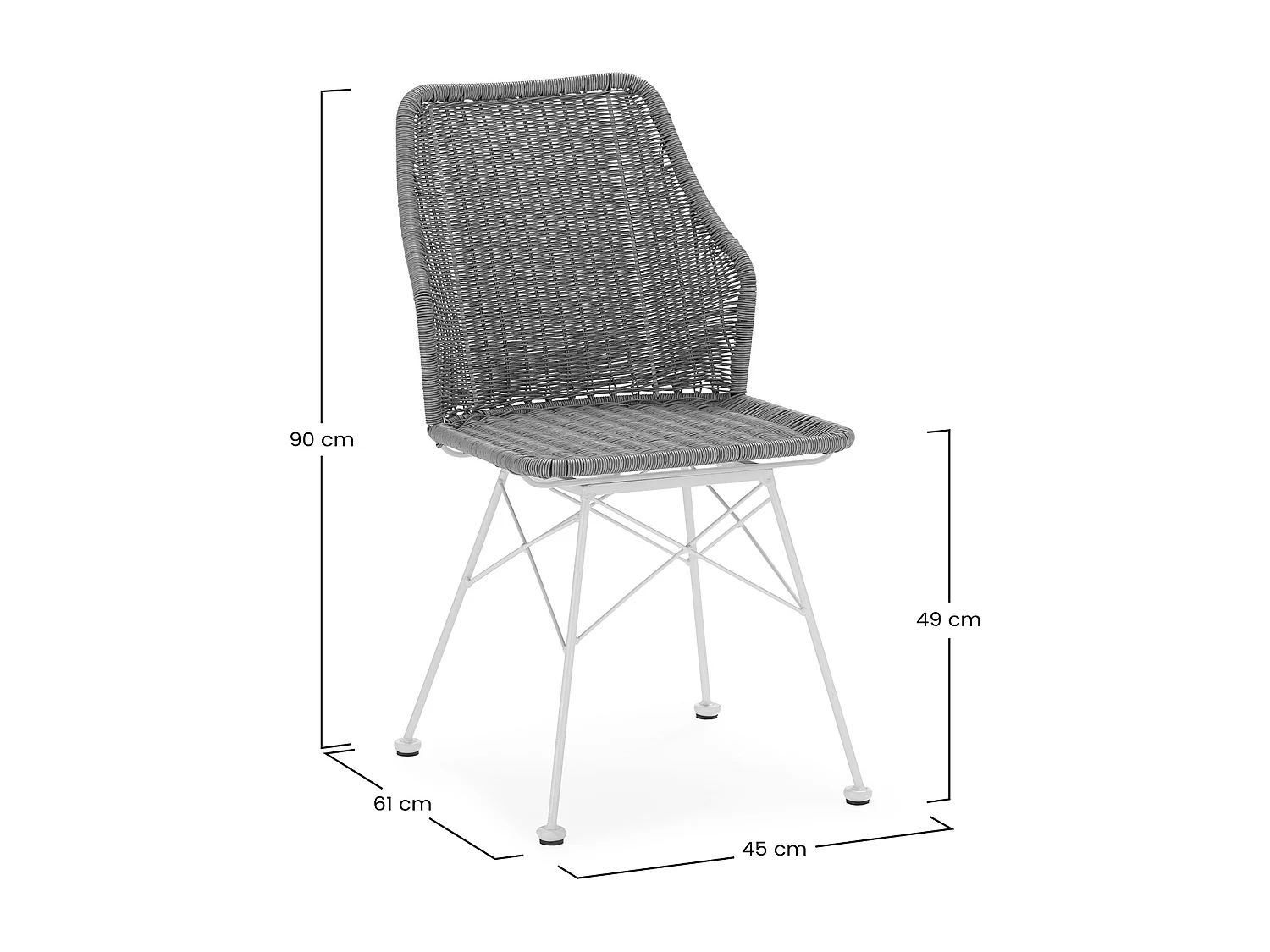 Pack de 2 chaises de salle à manger ou de jardin Paola Ratan/Blanc