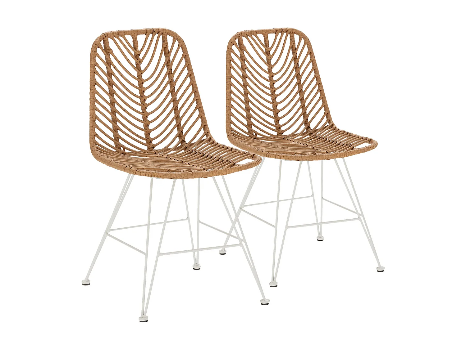 Pack de 2 chaises de salle à manger ou de jardin Emi Ratan/Blanc