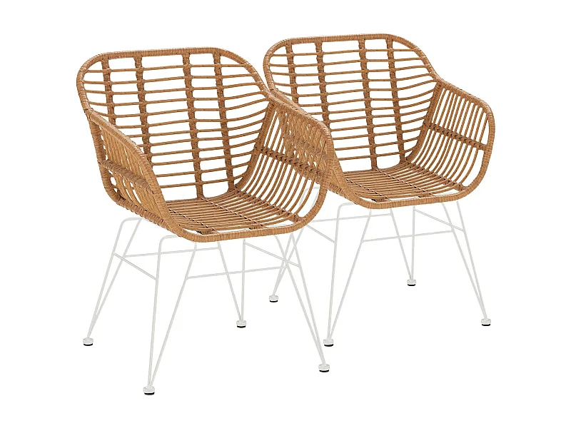 Set di 2 sedie da pranzo o da giardino Elda Ratan/Bianco