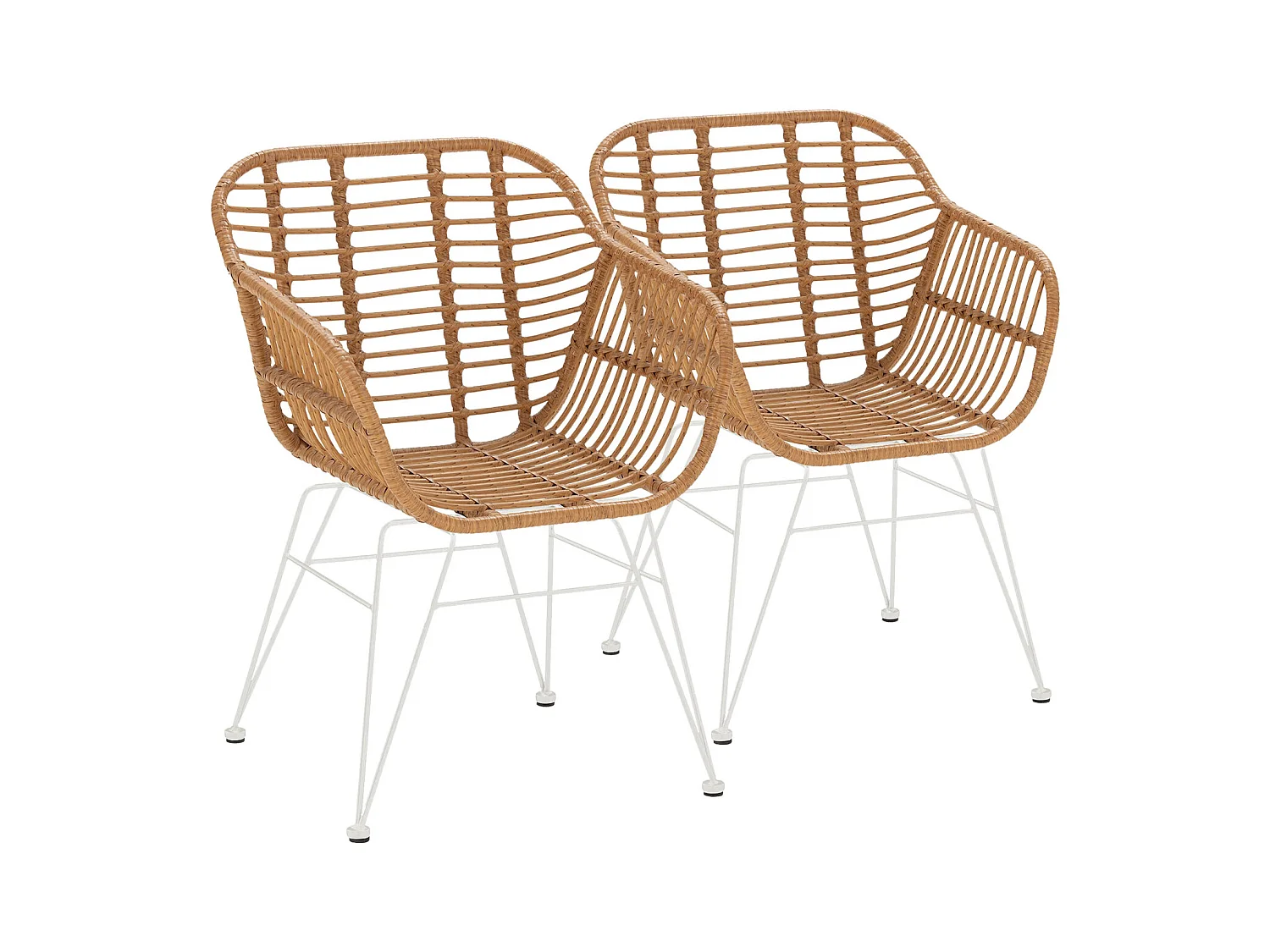 Set di 2 sedie da pranzo o da giardino Elda Ratan/Bianco