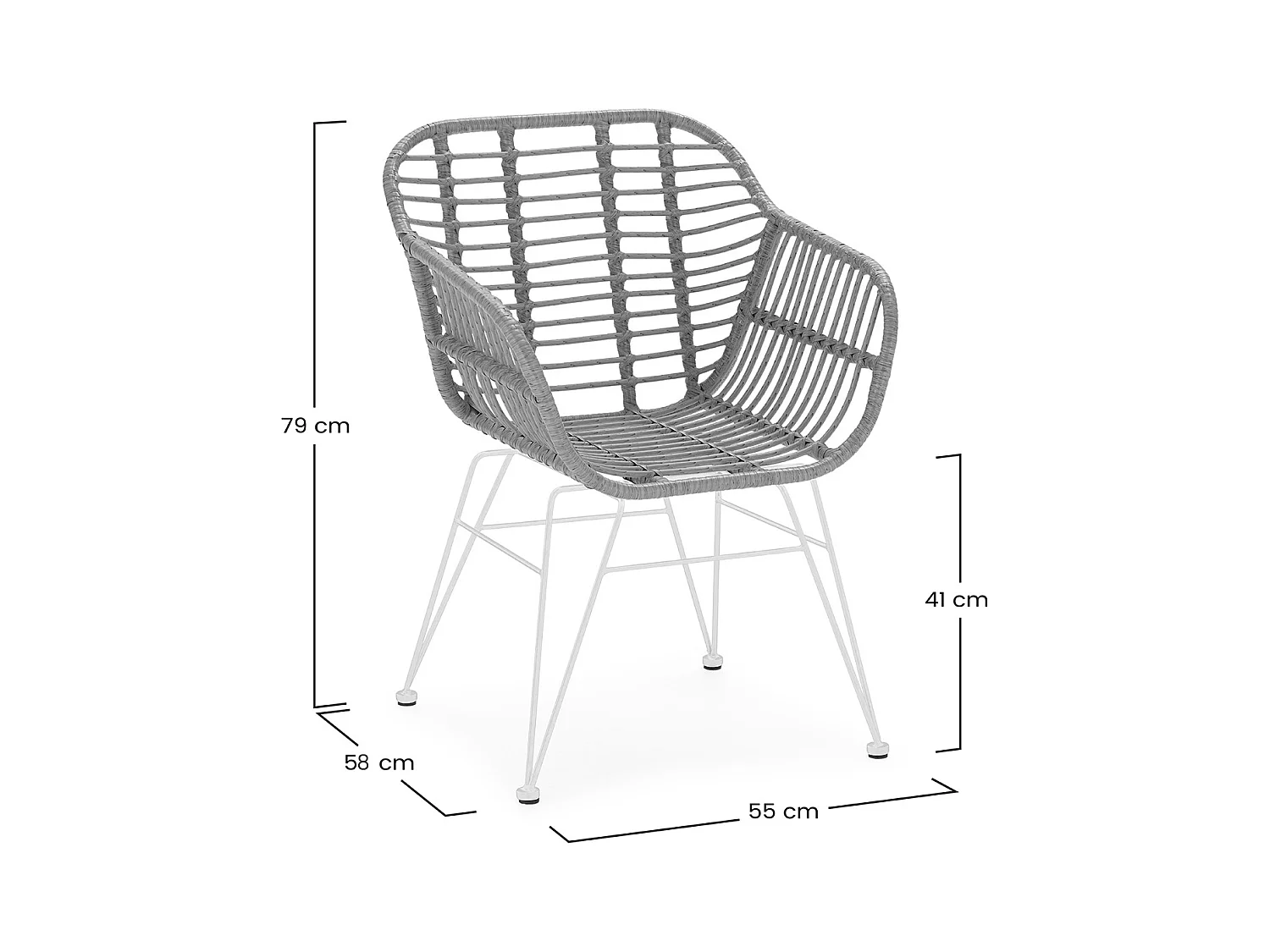 Set di 2 sedie da pranzo o da giardino Elda Ratan/Bianco