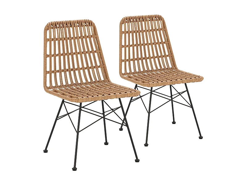 Pack 2 sillas de comedor o jardín Aitana Ratan/Negro