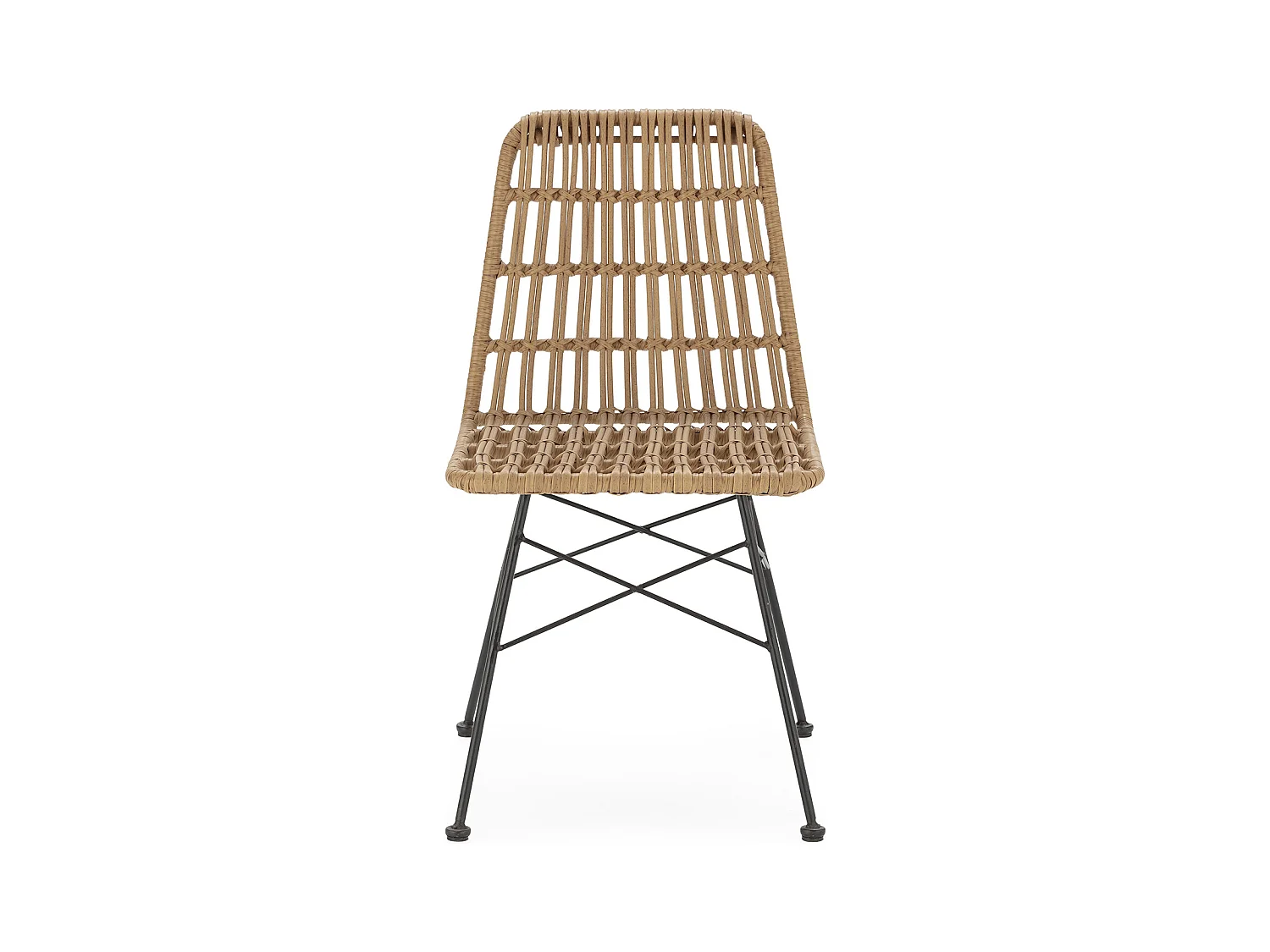 Stuhl-set 2 Esszimmer- oder Gartenstühlen Aitana, Ratan/Schwarz