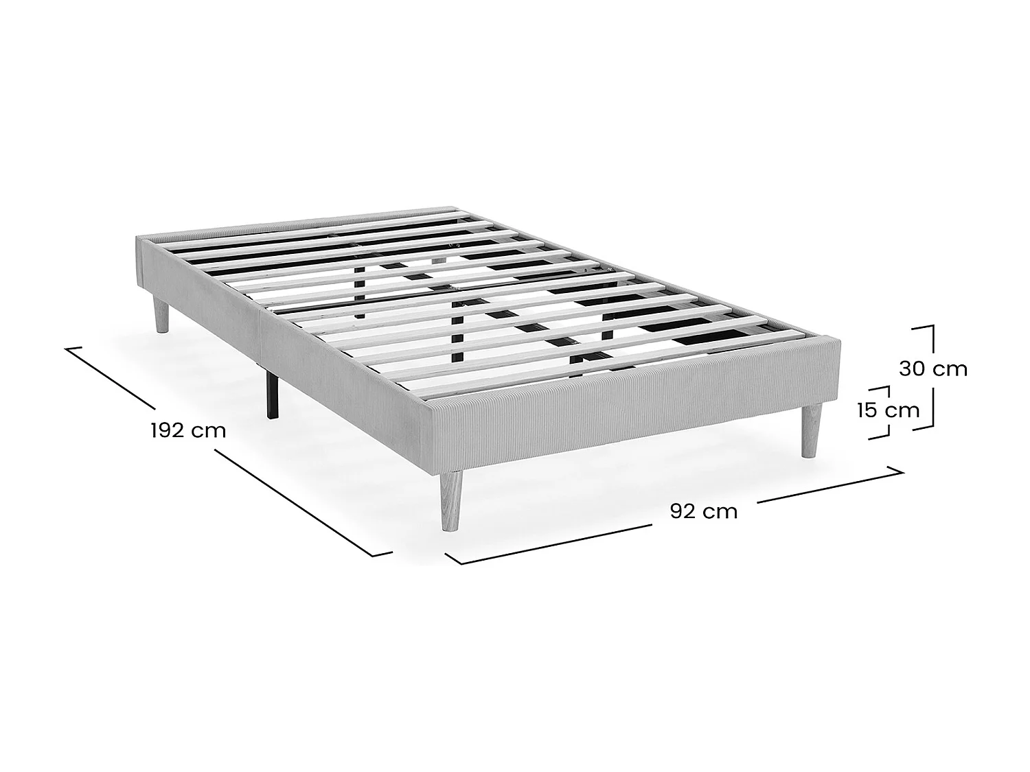 Base rembourrée Bari 90x190 cm Gris