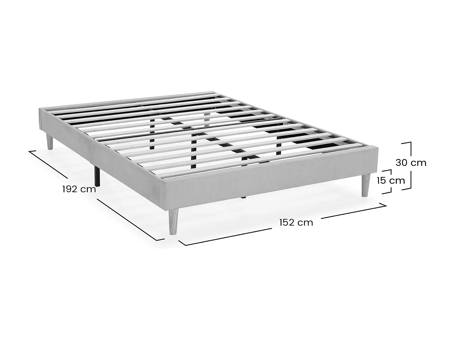 Polsterbett Bari 150x190 cm, Grau