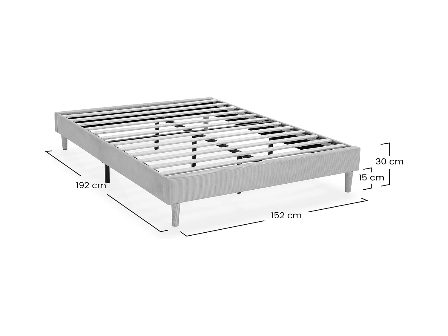 Polsterbett Bari 150x190 cm, Grau